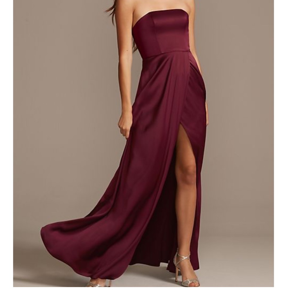David’s Bridal Wine Bridesmaid Dress
